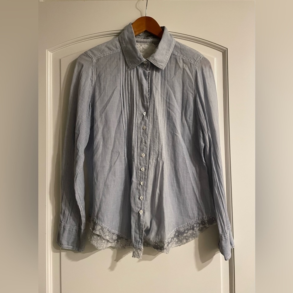 CINO Light Blue Checkered Button-Down Cotton Shirt